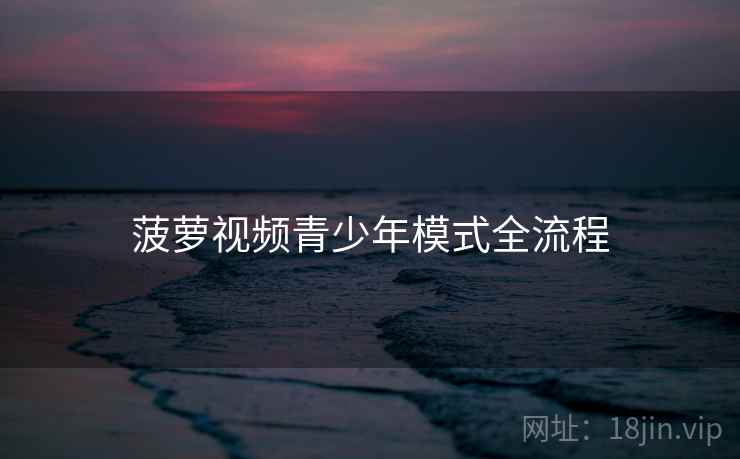 菠萝视频青少年模式全流程